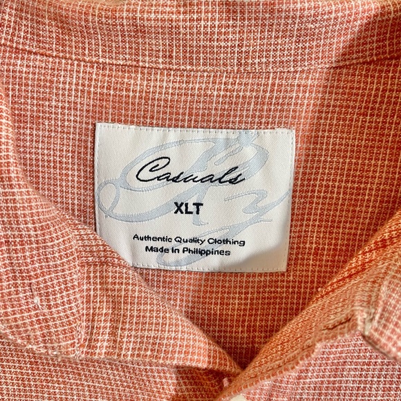 RY Casuals Size XLT Red/Rust Linen Cotton Button Shirt Convertible Sleeve - Picture 4 of 8